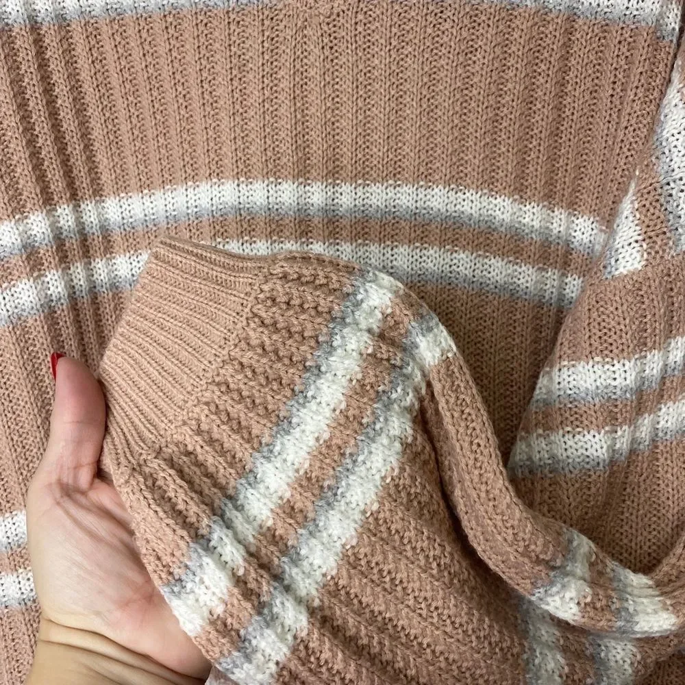 Rue 21+ destructed hem pink striped sweater 2X - Picture 5 of 7